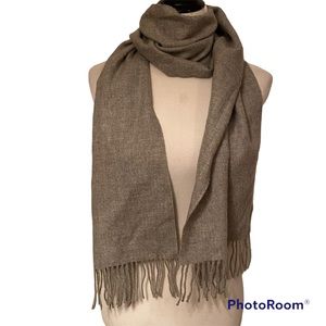 PERUVIAN LINK SCARF GRAY BABY ALPACA LONG RECTANGLE FRINGE ACCESSORY PERU